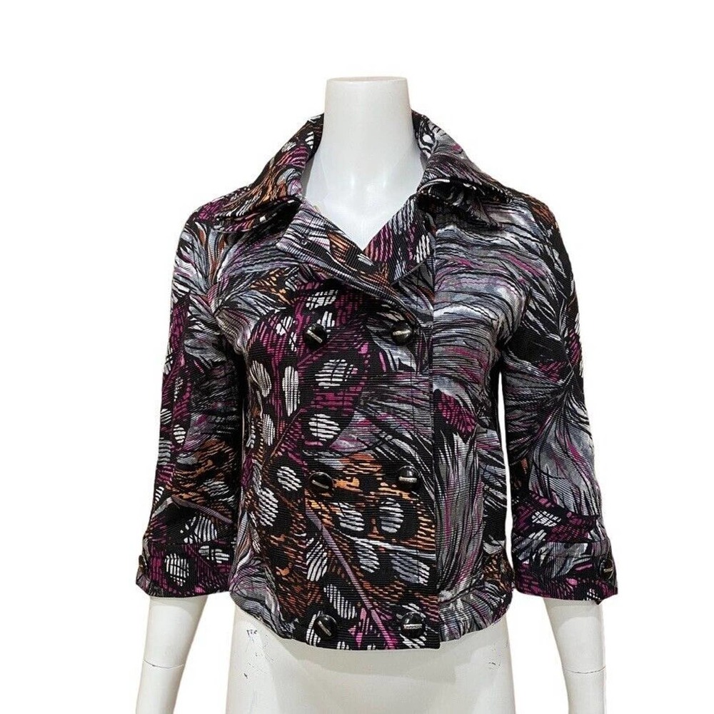 St. John Double Breast Gold Lapel Cropped Blazer Jacket 8
